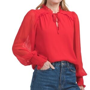 NWT red Tamara H. lined chiffon blouse M
